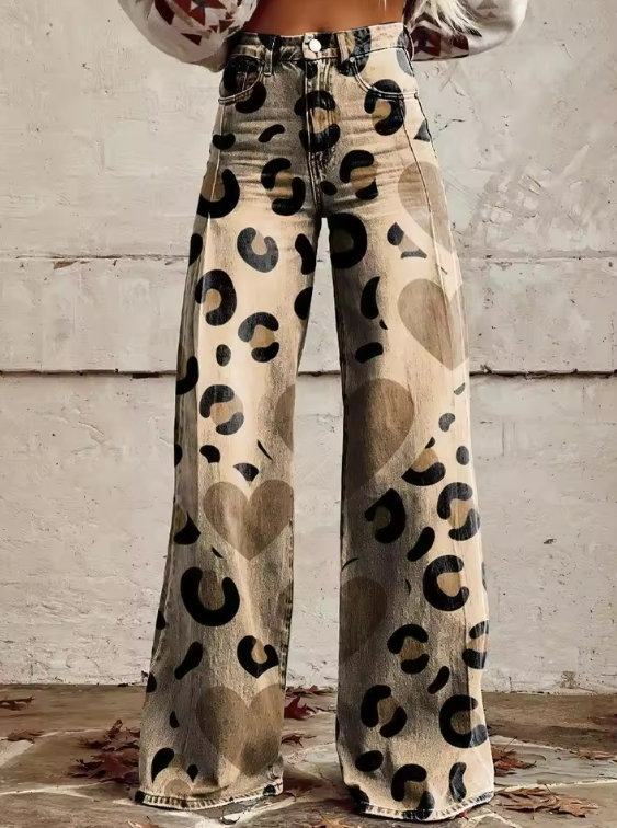 Bohemian Vintage Leopard Print Trousers