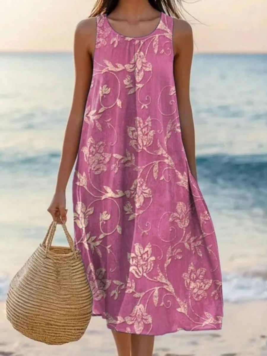 Audra™ | Relaxed Floral Beach Midi Dress