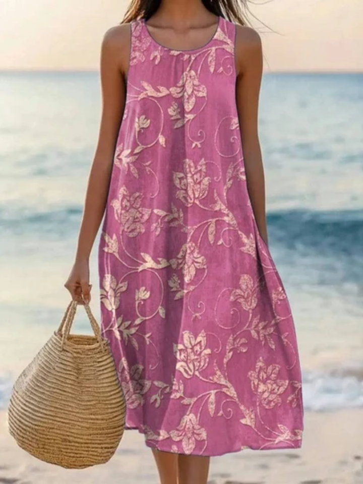 Audra™ | Relaxed Floral Beach Midi Dress