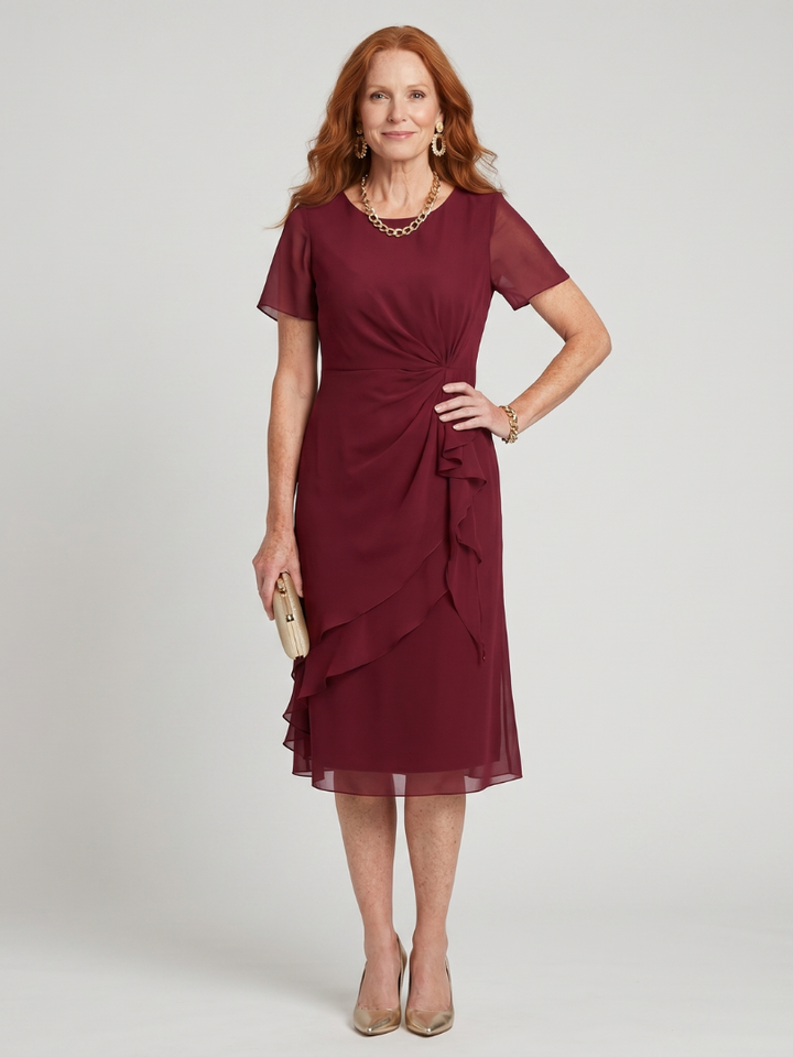 Aria™ | Twist Waist Ruffle Midi Dress