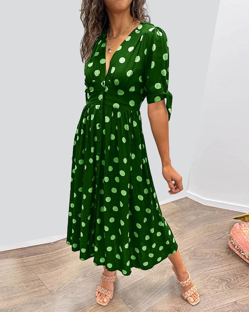 Victoire™ | Elegant Polka Dot Dress