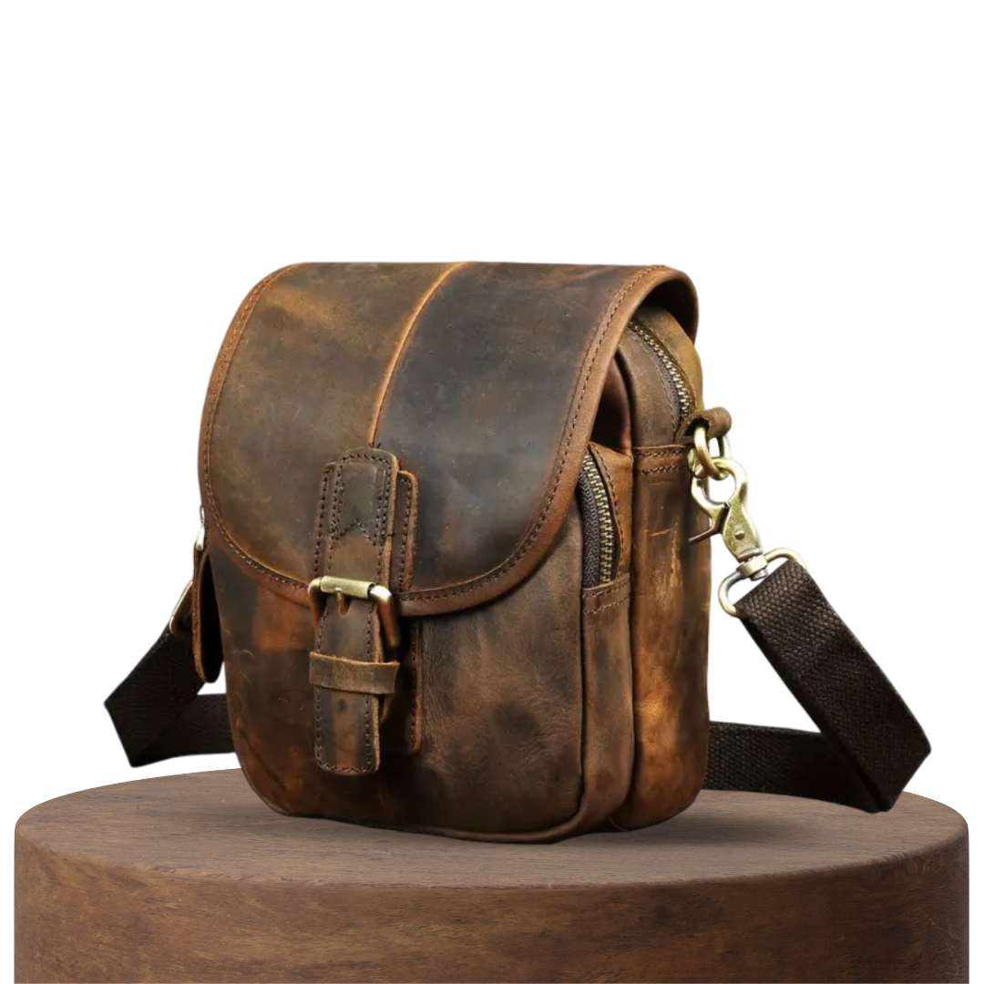 Luke - Sleek Leather Crossbody Pouch with Buckle Closure