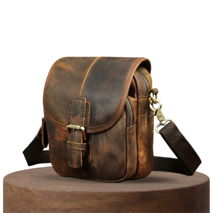 Luke - Sleek Leather Crossbody Pouch with Buckle Closure