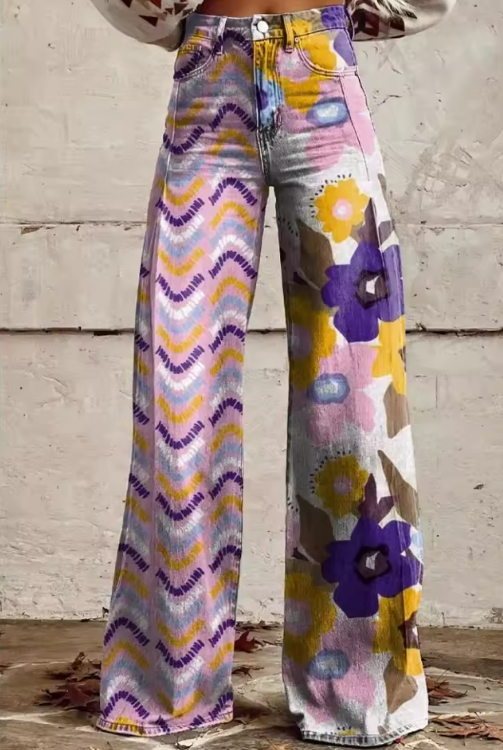Vintage Boho Paisley Flared Trousers