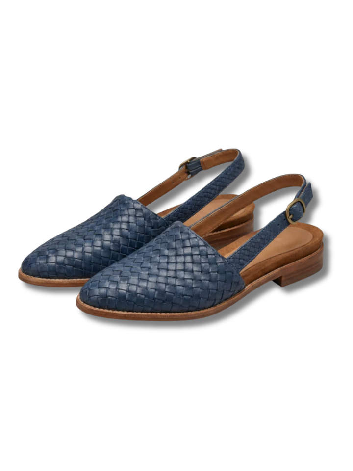 Women's Slingback Flats with Braided Design and Adjustable Strap