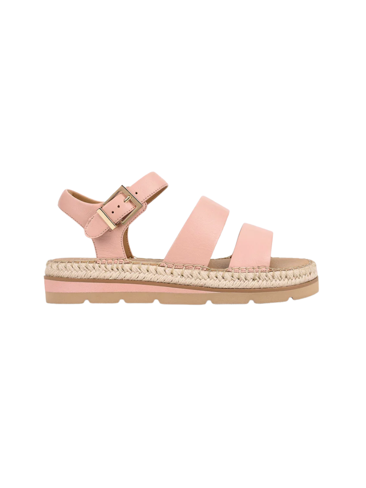 Summer Women's Pink Sandals with Wide Straps and Espadrille Sole