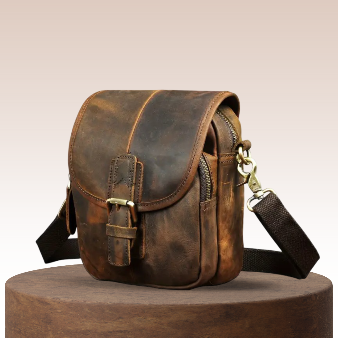 Luke - Sleek Leather Crossbody Pouch with Buckle Closure