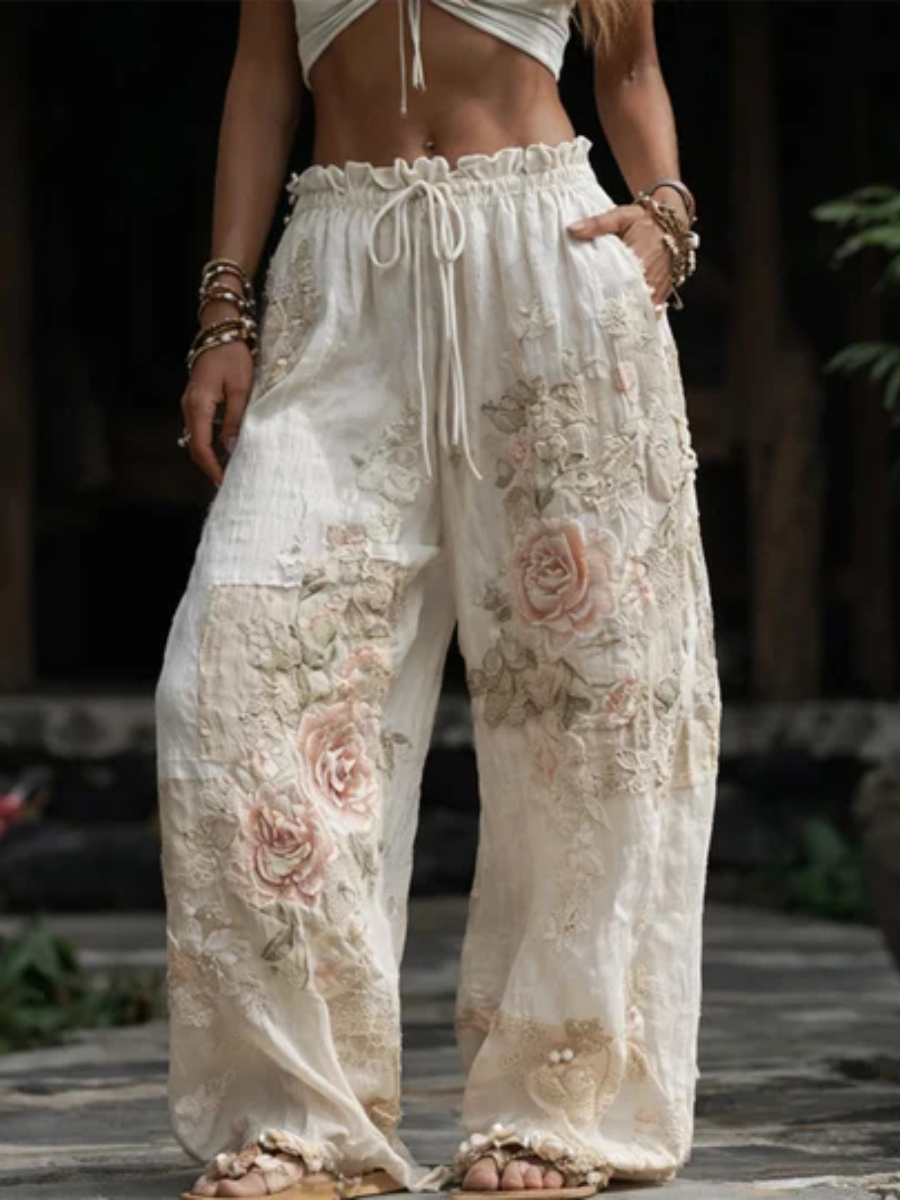 Alvina™ | Elegant Floral Embroidered Wide Leg Pants