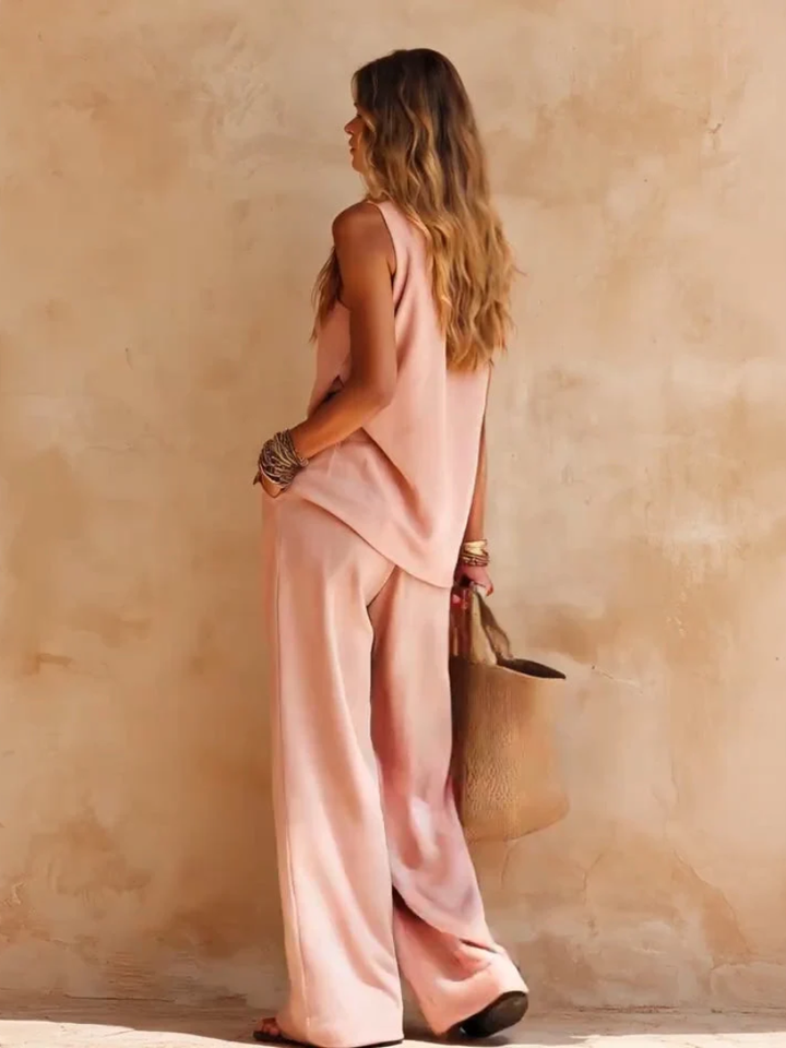 Alina™ | One-shoulder Sleeveless Top And Pants Set