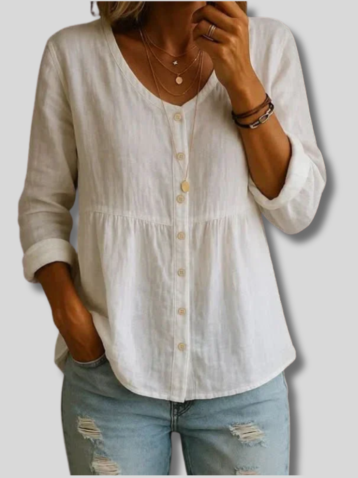 Breathable Linen Blouse V Neck
