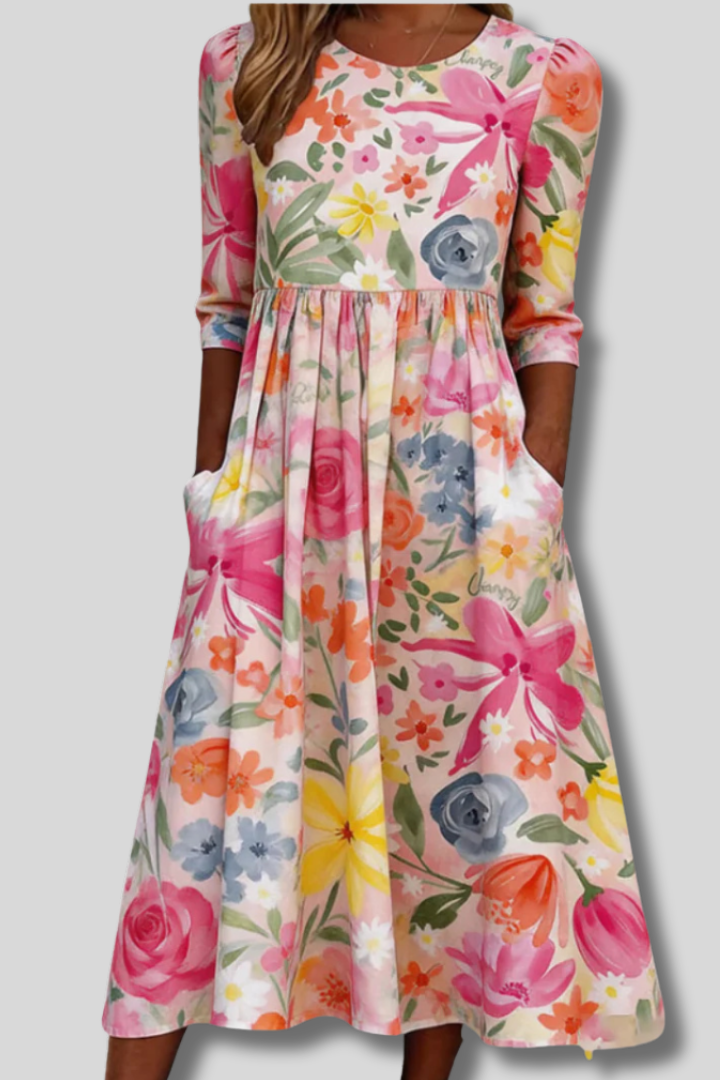 Skylar™ | Vintage Floral Art Print Dress
