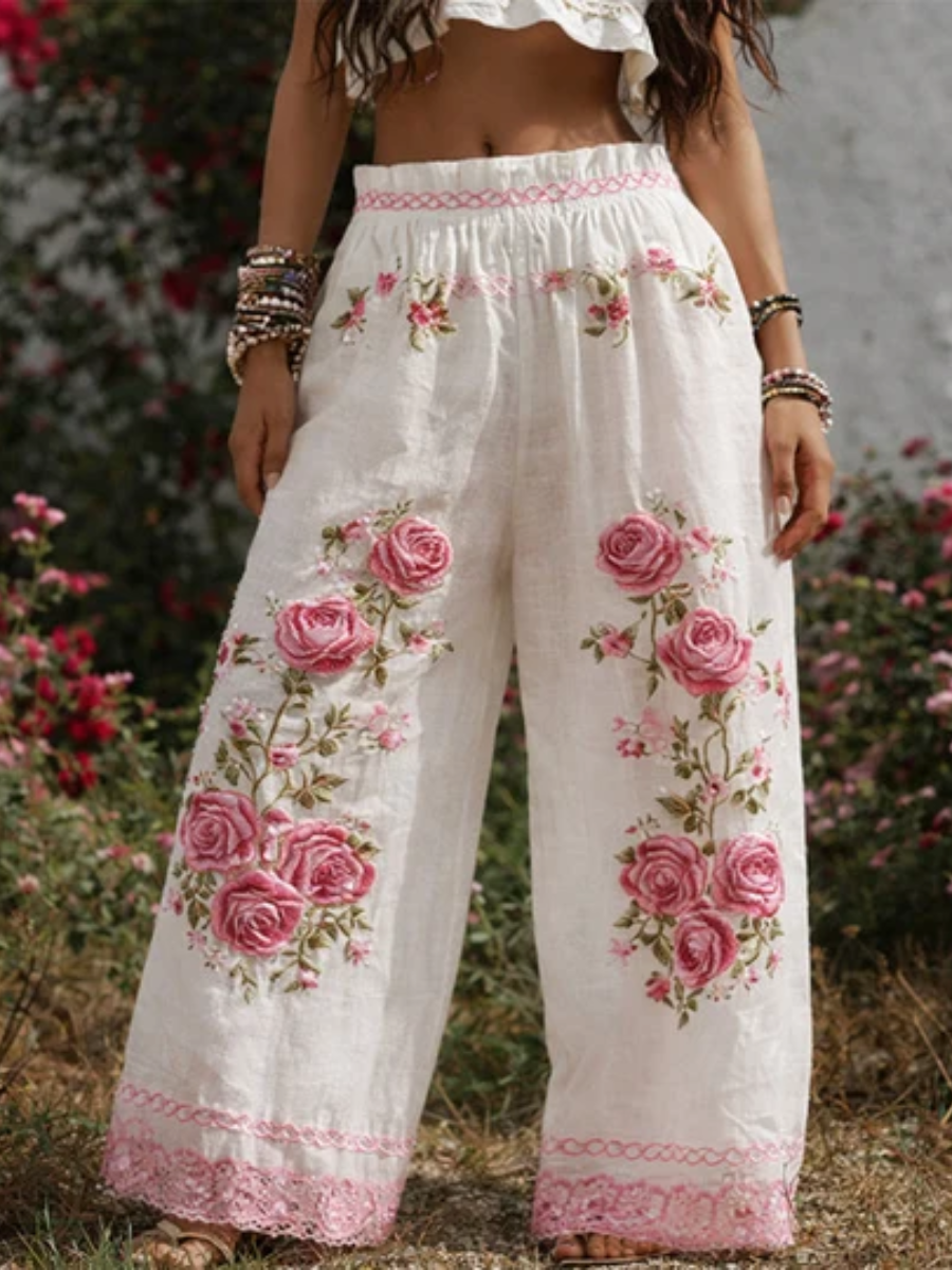Alvina™ | Elegant Floral Embroidered Wide Leg Pants