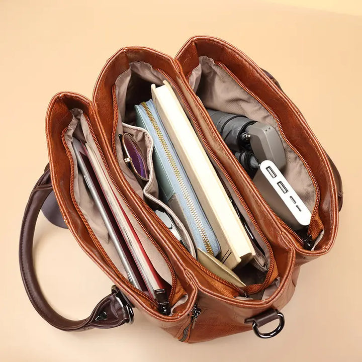 Chic Vintage Genuine Leather Boston Bag