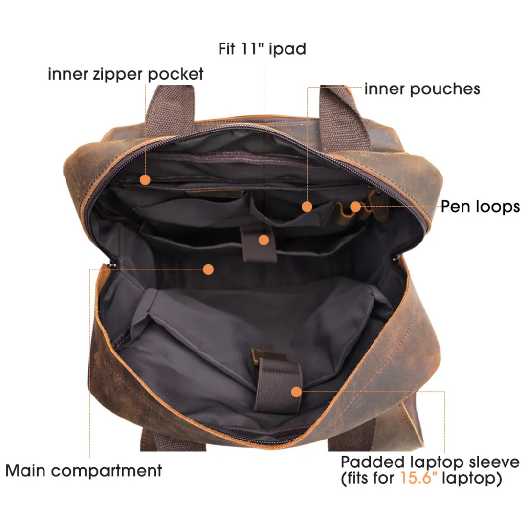 Kevin - Premium Horse Leather Laptop Backpack