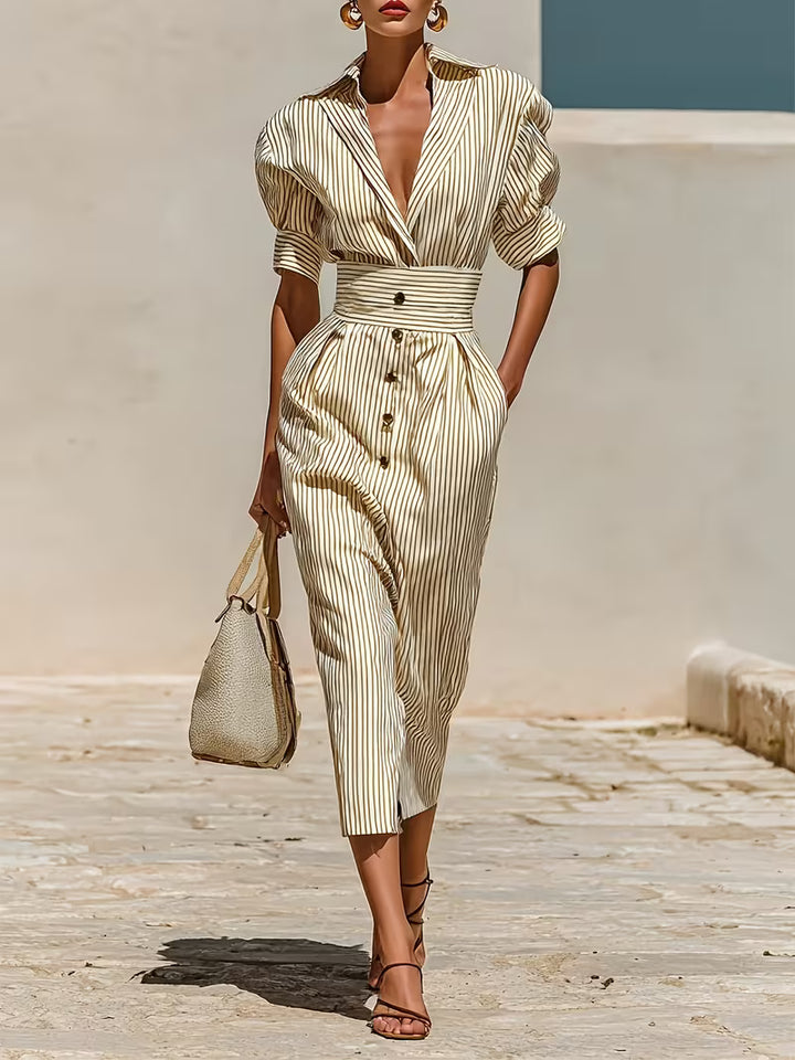 Dahlia™ | Elegant Striped Shirt Dress