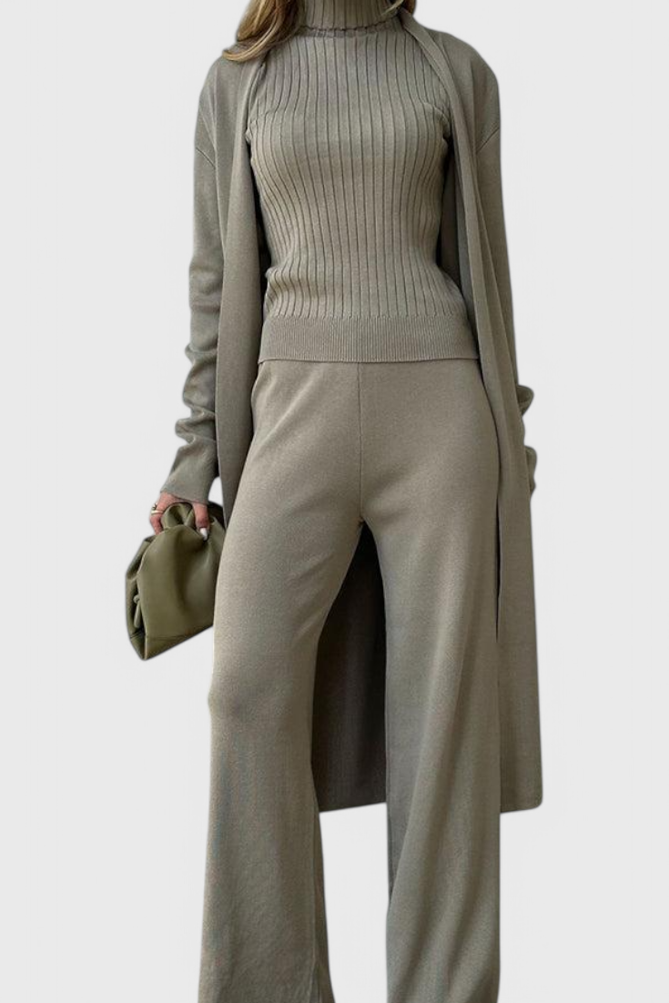 Mahalia Elegant Cut 3-Piece Soft Knit Ensemble