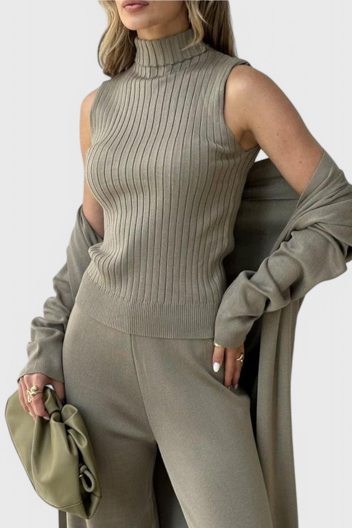 Mahalia Elegant Cut 3-Piece Soft Knit Ensemble