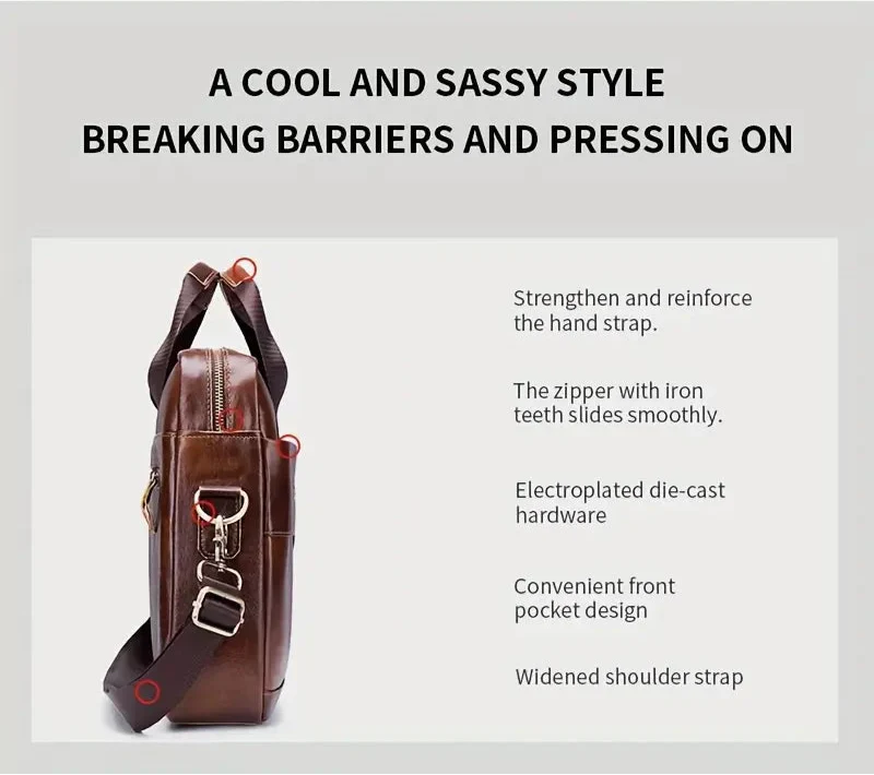 Tyler - Classic Leather Crossbody Briefcase