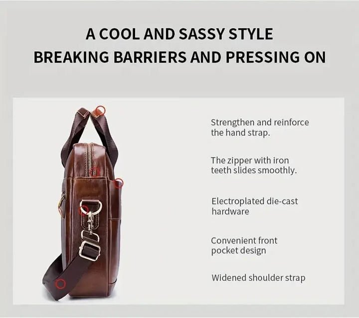 Tyler - Classic Leather Crossbody Briefcase