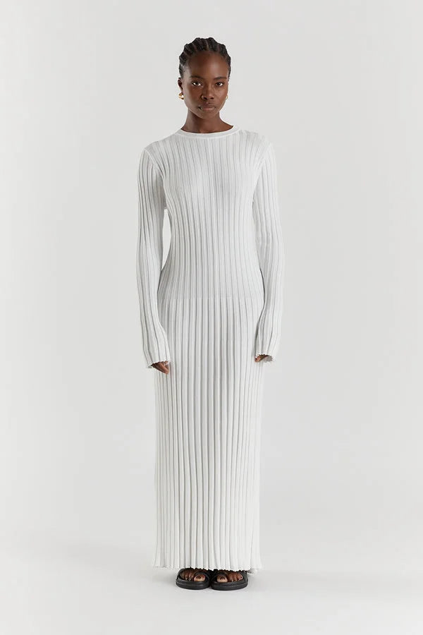 Darla Adjustable Belted Midi Ribbed Knit Dress