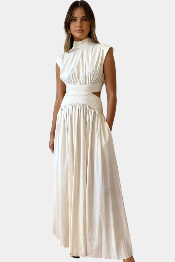 Jocelyn High Neck Top and Flowing Skirt with Side Slits