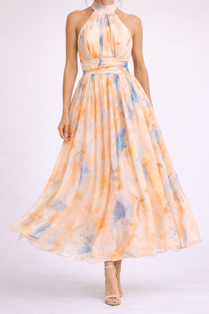 CAMILLE - Halter Dress Watercolor