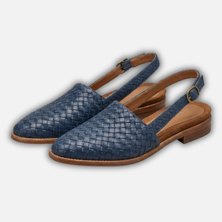 Women's Slingback Flats with Braided Design and Adjustable Strap