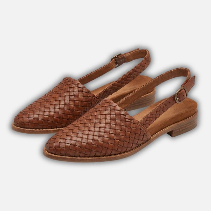 Women's Slingback Flats with Braided Design and Adjustable Strap