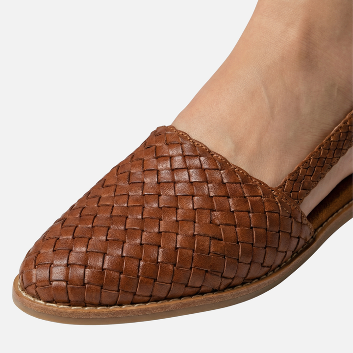 Women's Slingback Flats with Braided Design and Adjustable Strap