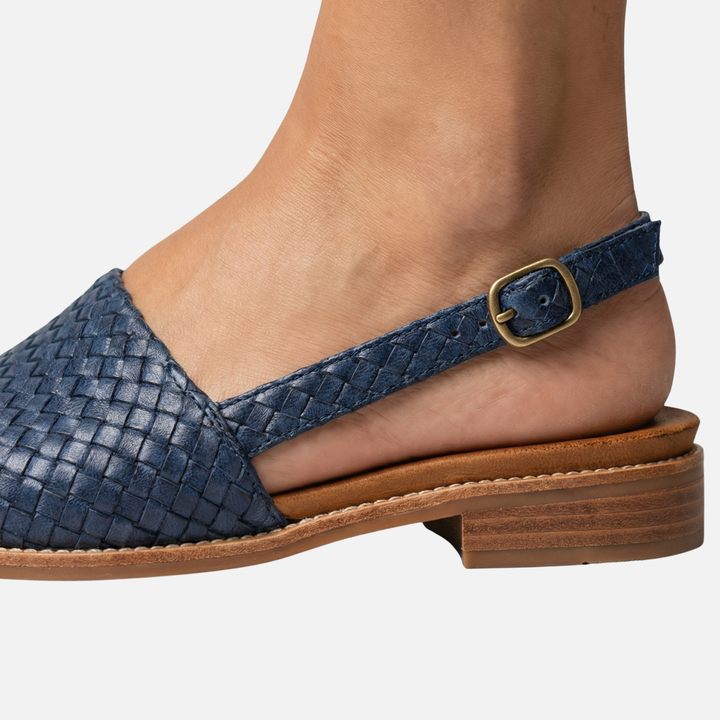 Women's Slingback Flats with Braided Design and Adjustable Strap