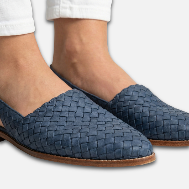 Women's Slingback Flats with Braided Design and Adjustable Strap