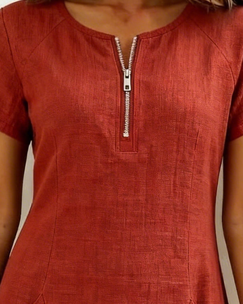 Noelia™ - Elegant Front Zipper Pocket Dress