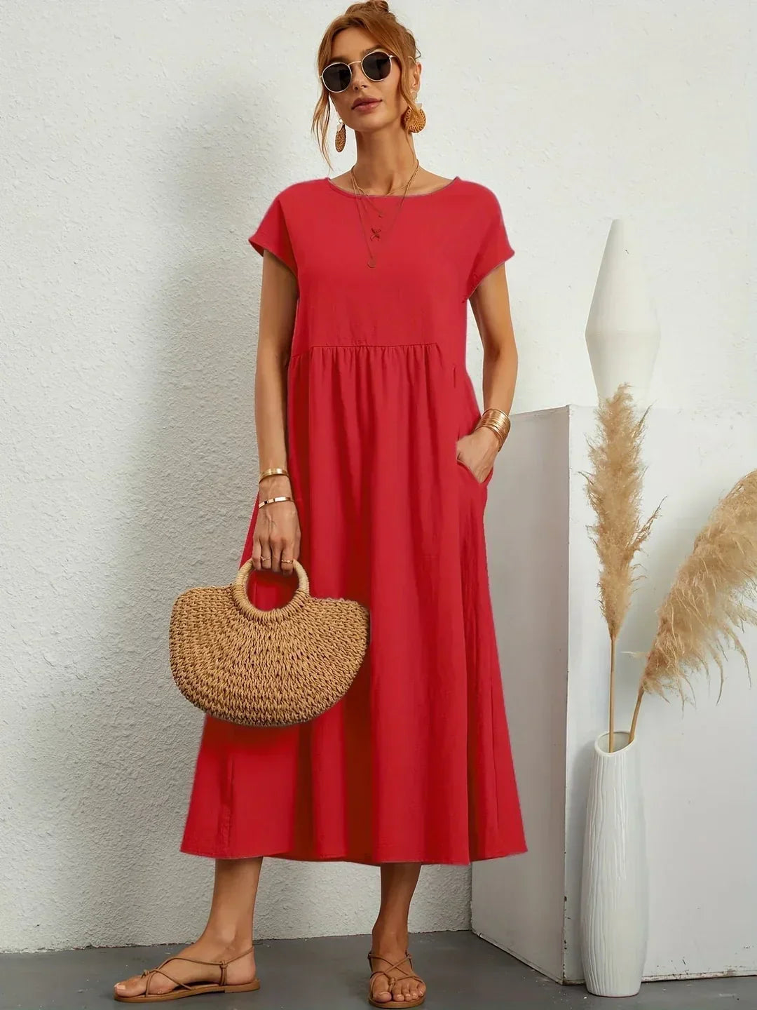 Gabrielle™ — Timeless Elegance Midi Fluid Dress