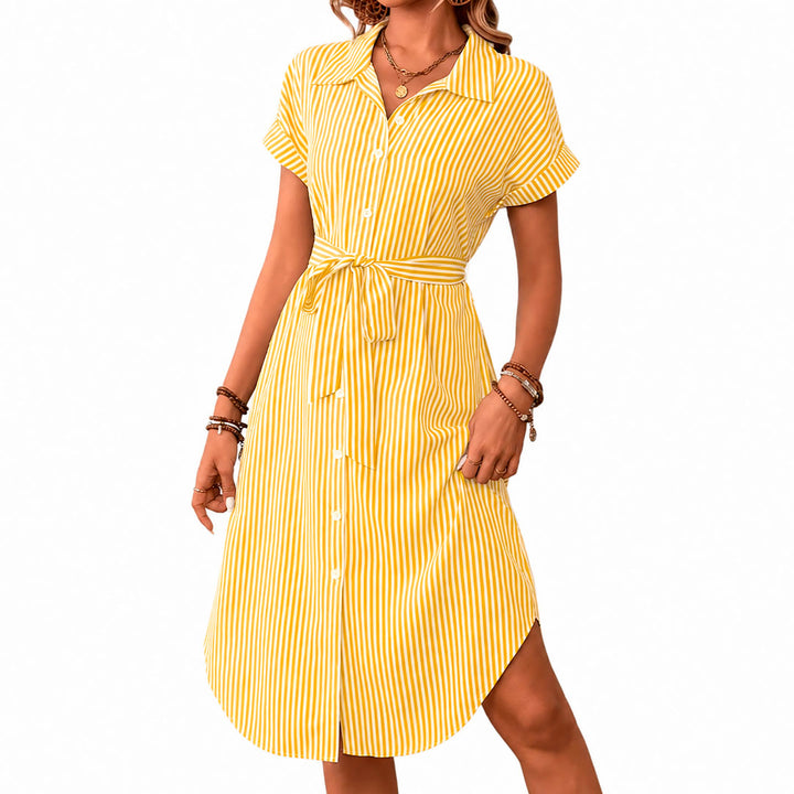 Midi Shirt Dress for Women with Button Closure and Belt Lizzy