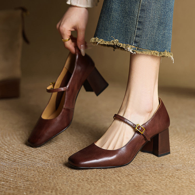 Lenara Genuine Leather Heels