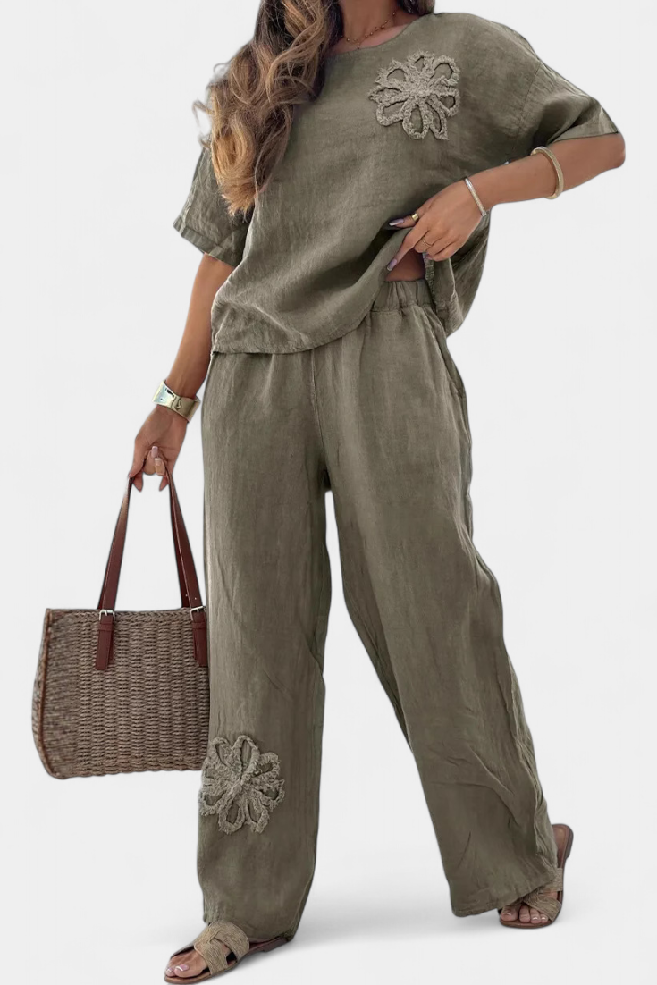 Embroidered Linen Set - Natalia Casual Collection