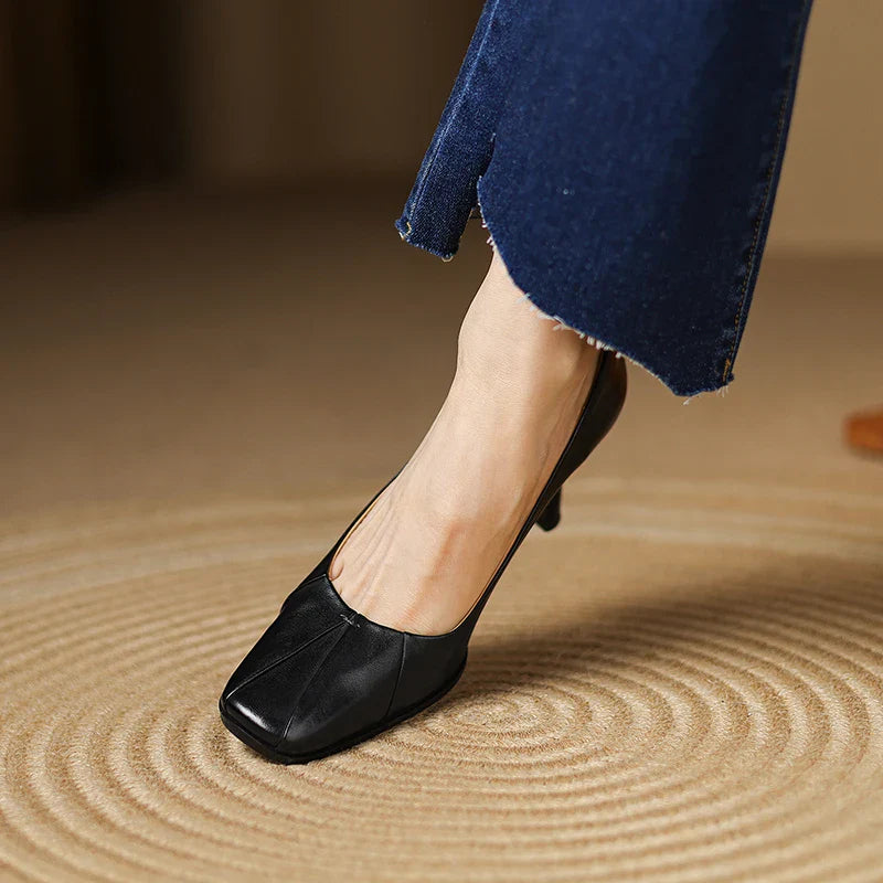Amber Genuine Leather Heels