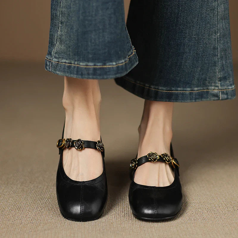Rosie Genuine Leather Mary Jane Ballet Flats