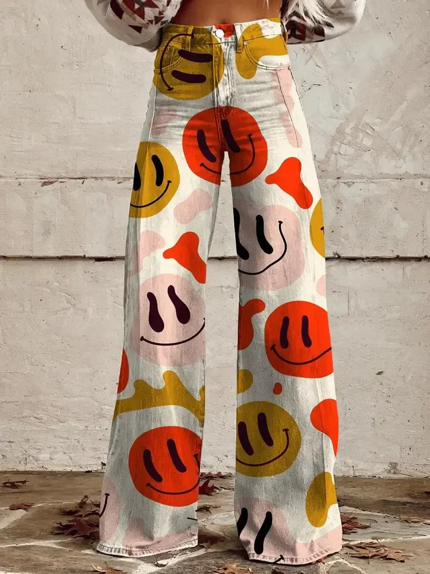 Bohemian Vintage Emoji Pants