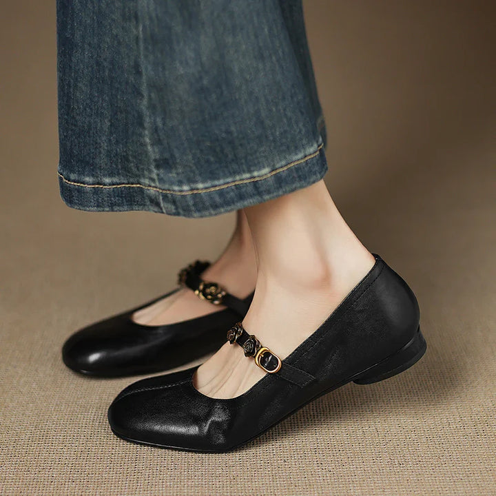 Rosie Genuine Leather Mary Jane Ballet Flats