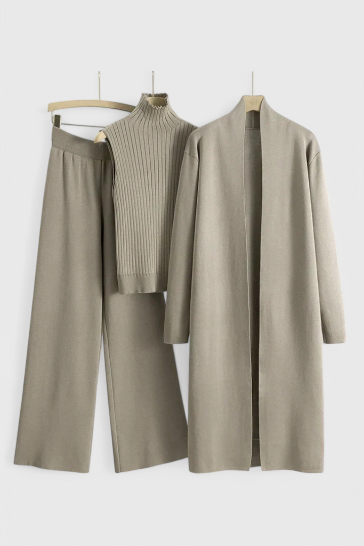 Mahalia Elegant Cut 3-Piece Soft Knit Ensemble