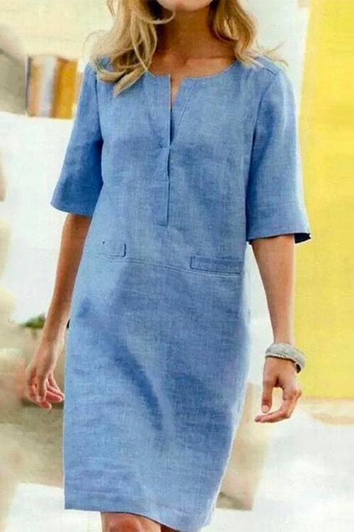 Karina™ | Linen-Cotton Shift Dress