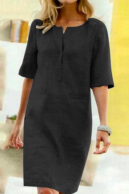 Karina™ | Linen-Cotton Shift Dress
