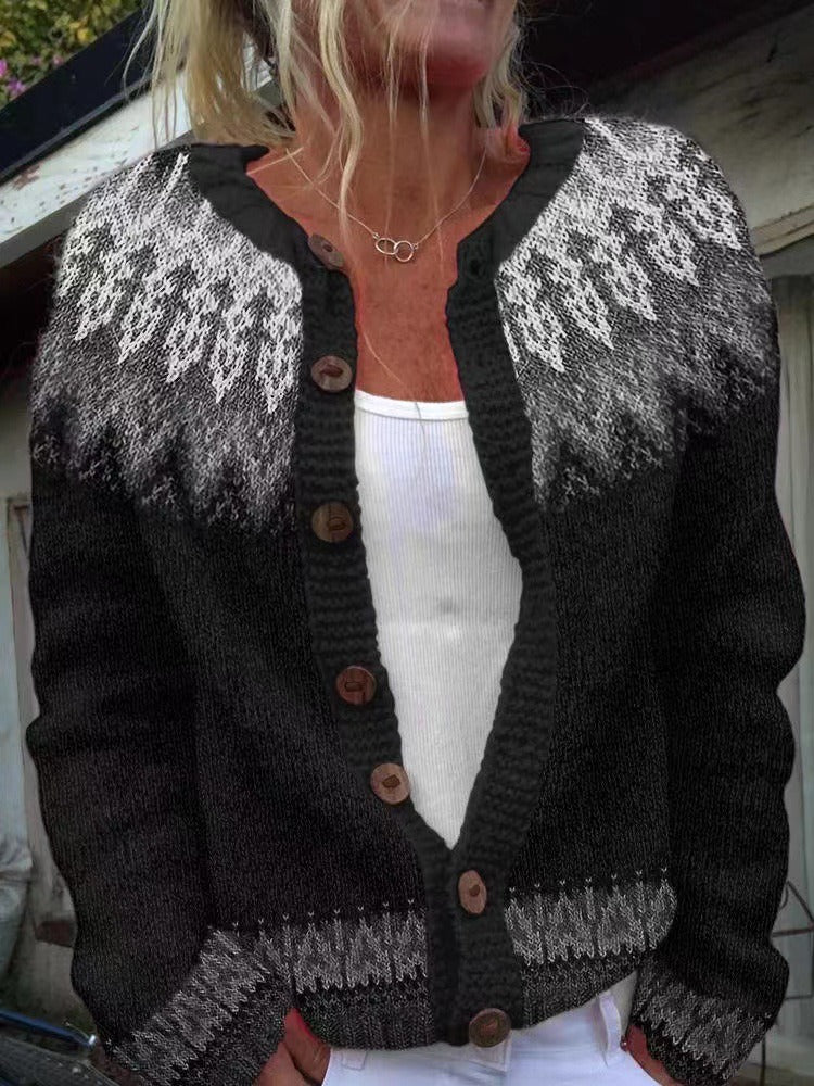 Nevaeh | Retro Icelandic Knit Cardigan