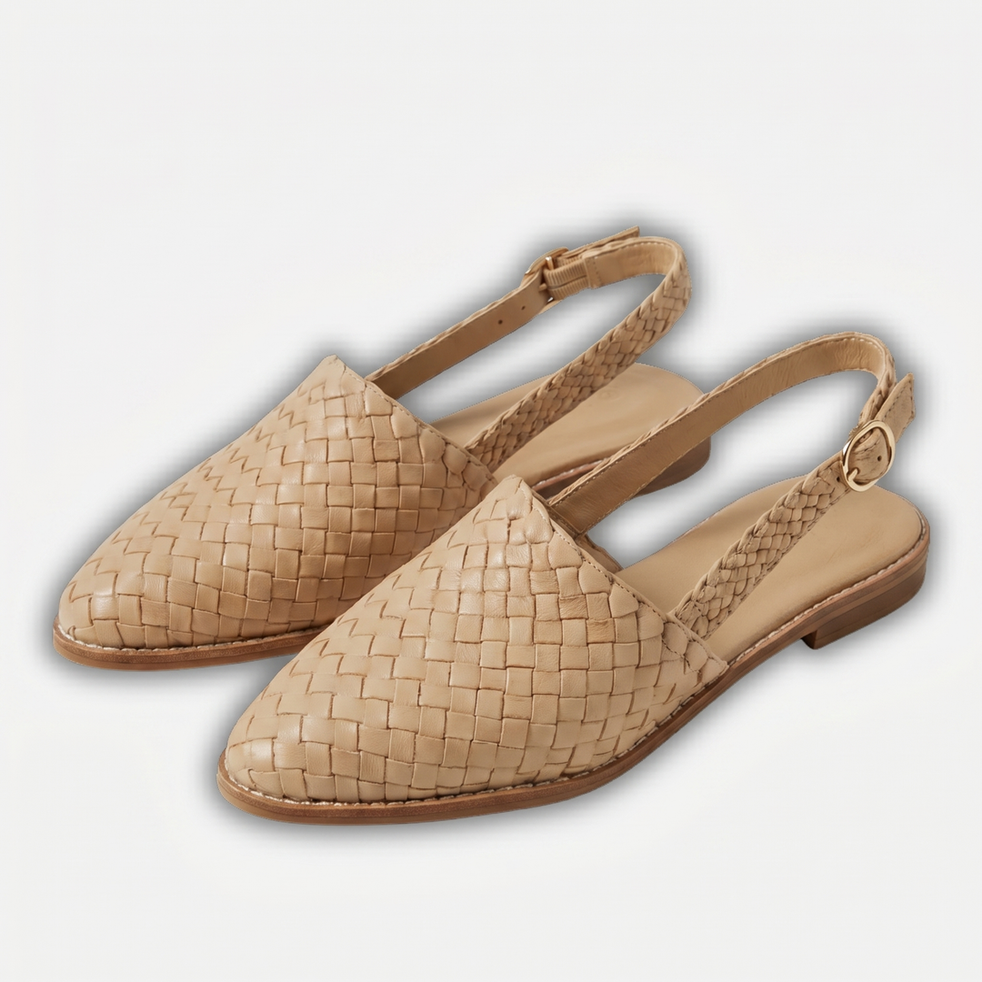Women's Slingback Flats with Braided Design and Adjustable Strap