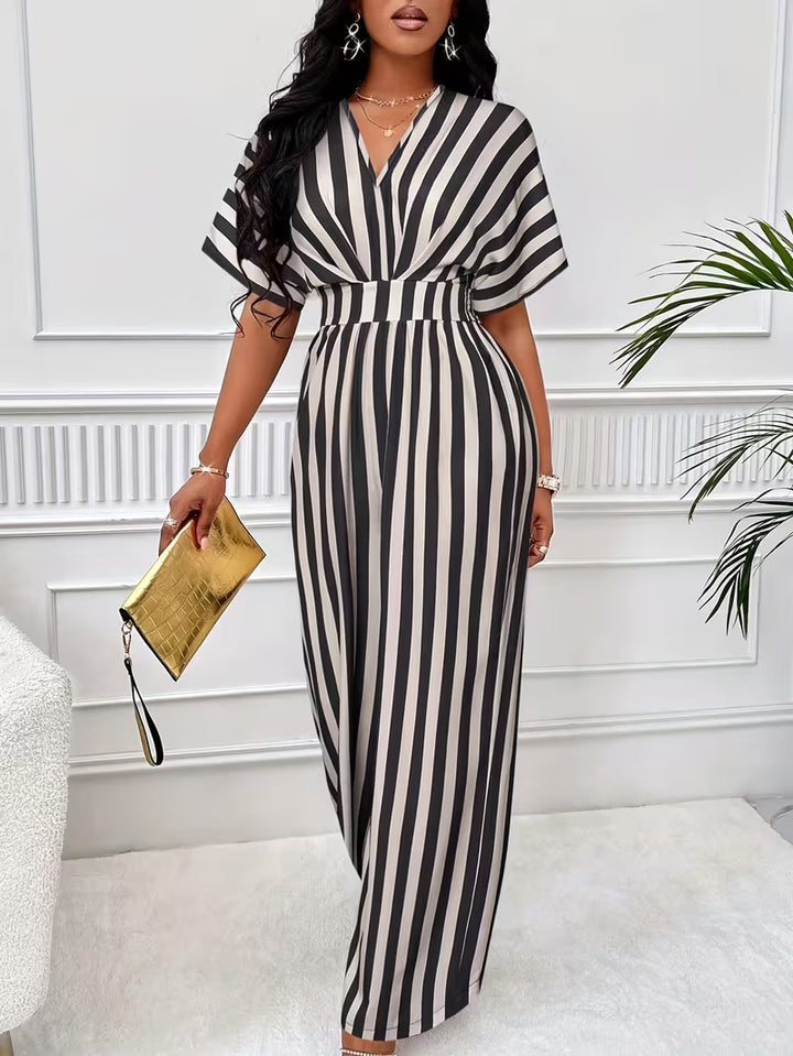 Fiora™ | Elegant Striped Wide Leg Jumpsuit