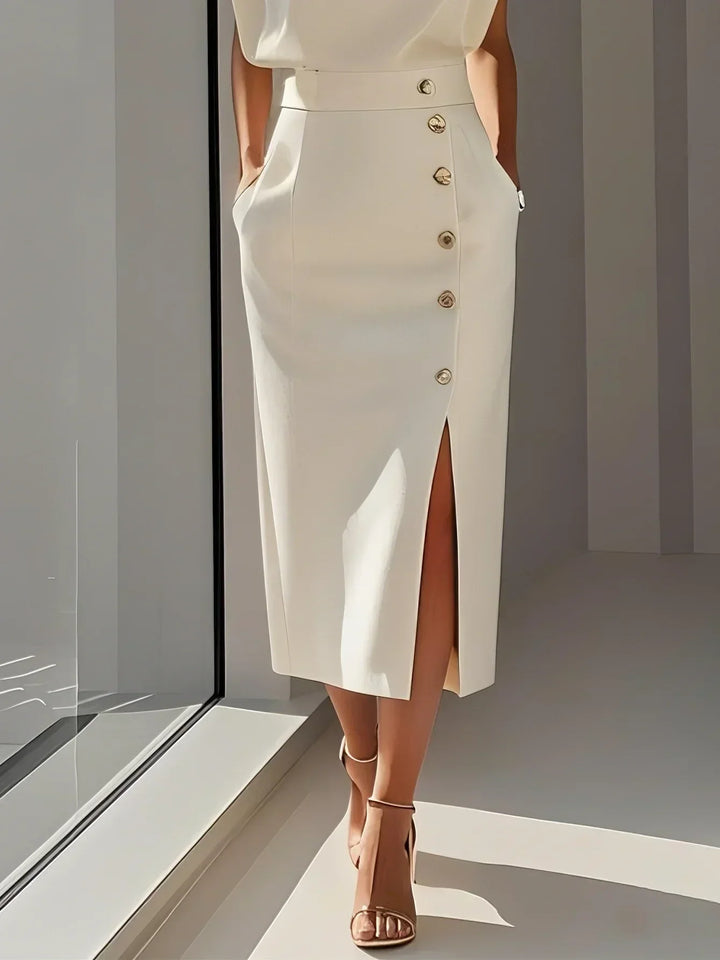 Mirena™ | Sleeveless Side Button Midi Dress