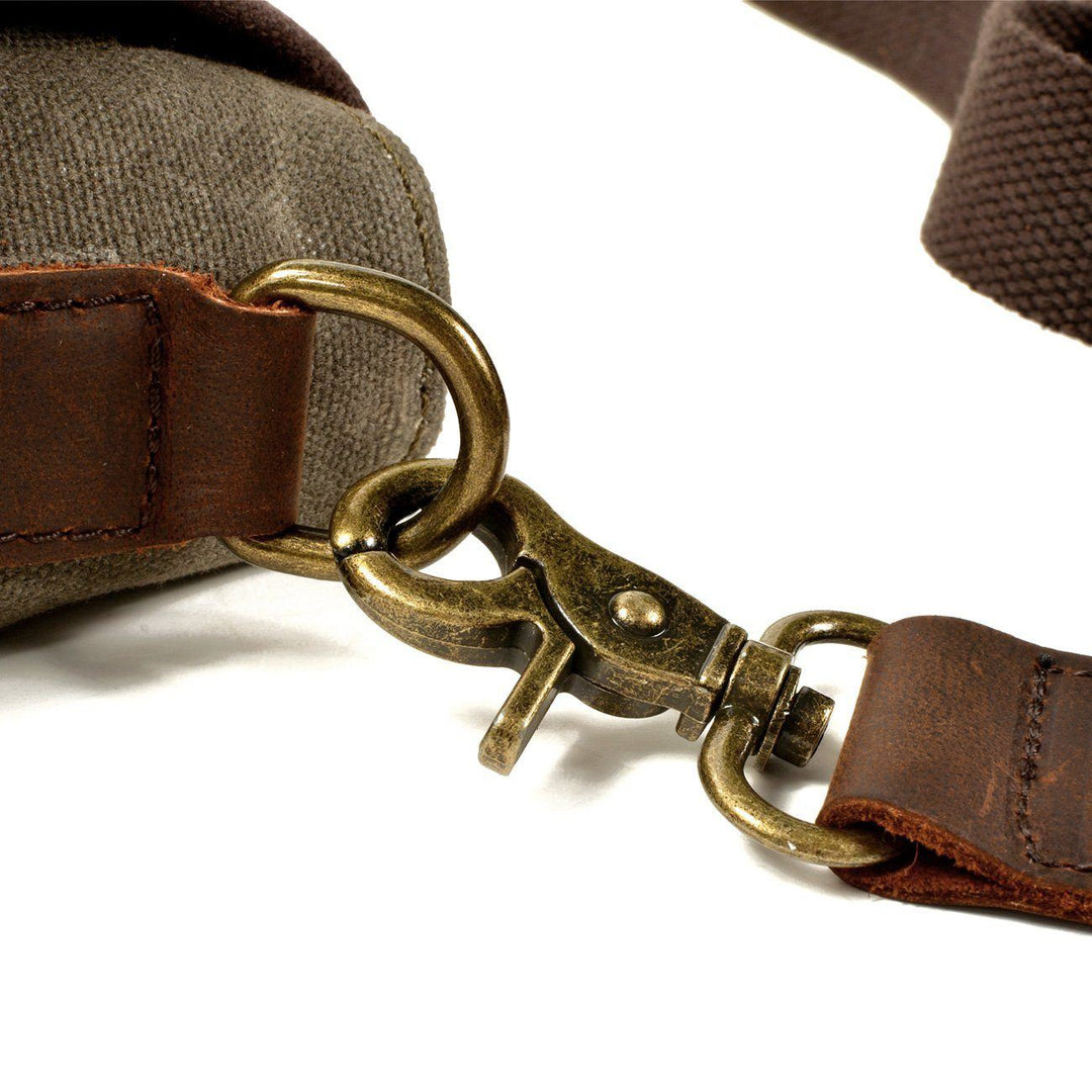 William - Compact Leather Sling Bag with Canvas Accents