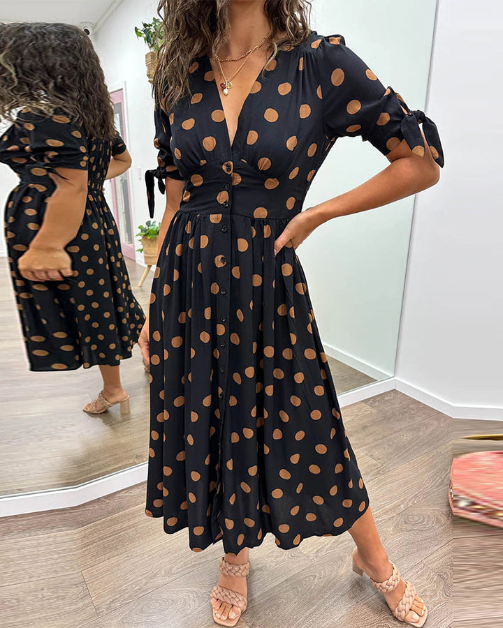 Victoire™ | Elegant Polka Dot Dress