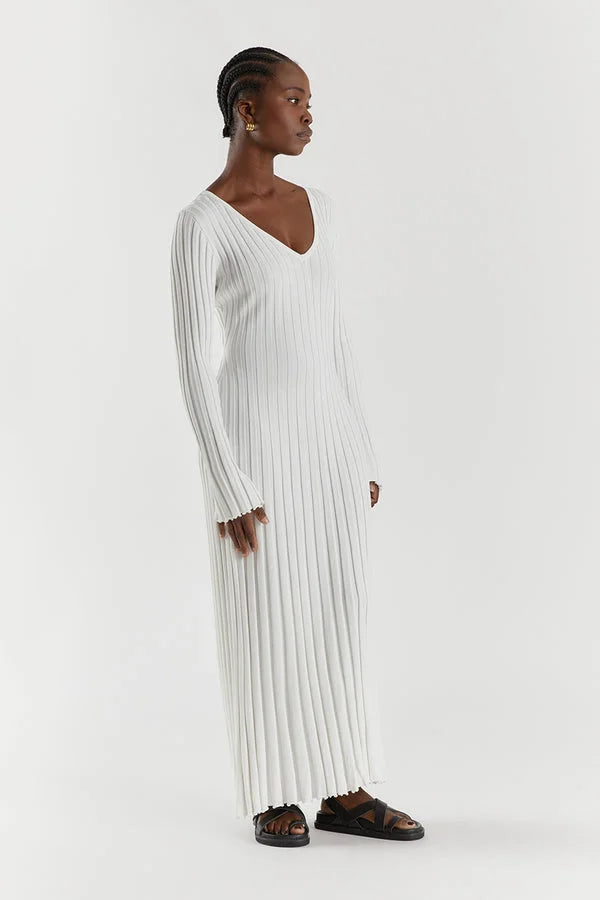 Darla Adjustable Belted Midi Ribbed Knit Dress